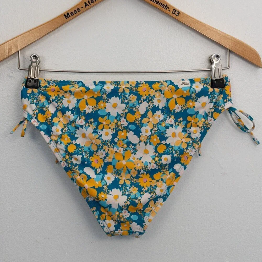 Hobie Floral String Bikini Bottom Size 14 Youth XL Adjustable Ties